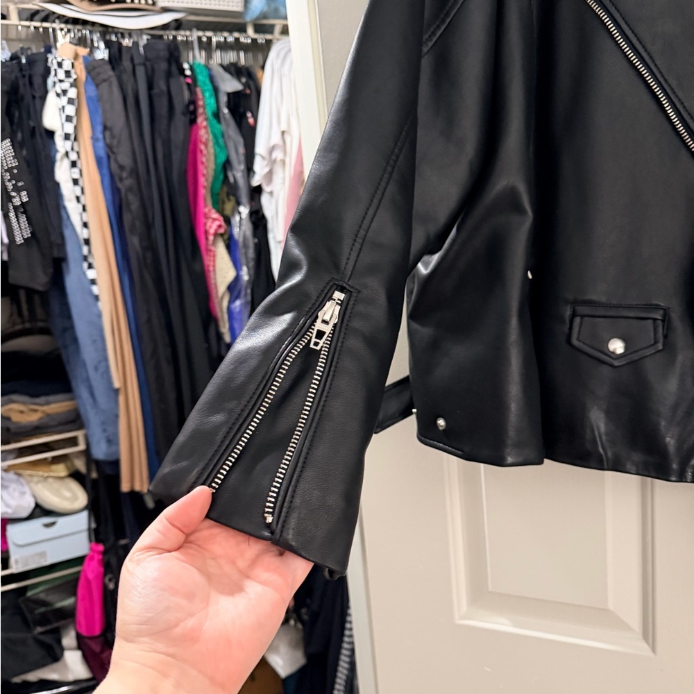 FREE SHIPPING Blank NYC Charcoal Leather Jacket - Picture 5 of 13